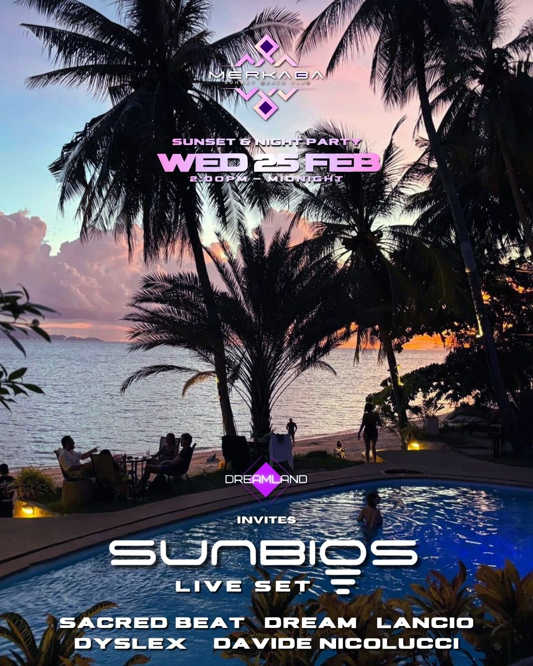 sunset beach club koh phangan techno house party dreamland events