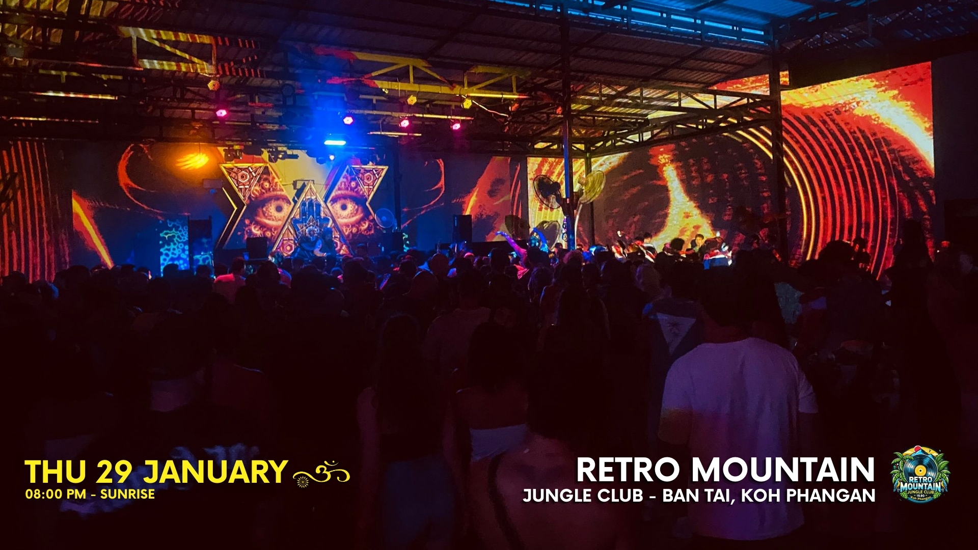 Techno house party jungle koh phangan 29 january 2026 retro mountain club