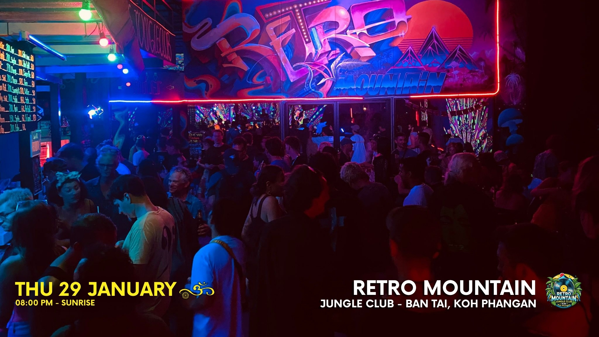 Techno house party jungle koh phangan 29 january 2026 retro mountain club